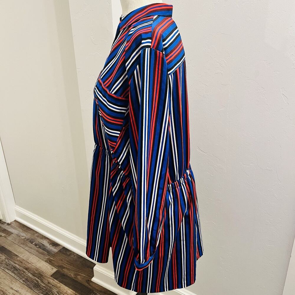 Express Shirt Dress Red White & Blue Striped Long Sleeve Dress Petite Xl (A0131) - Picture 3 of 6